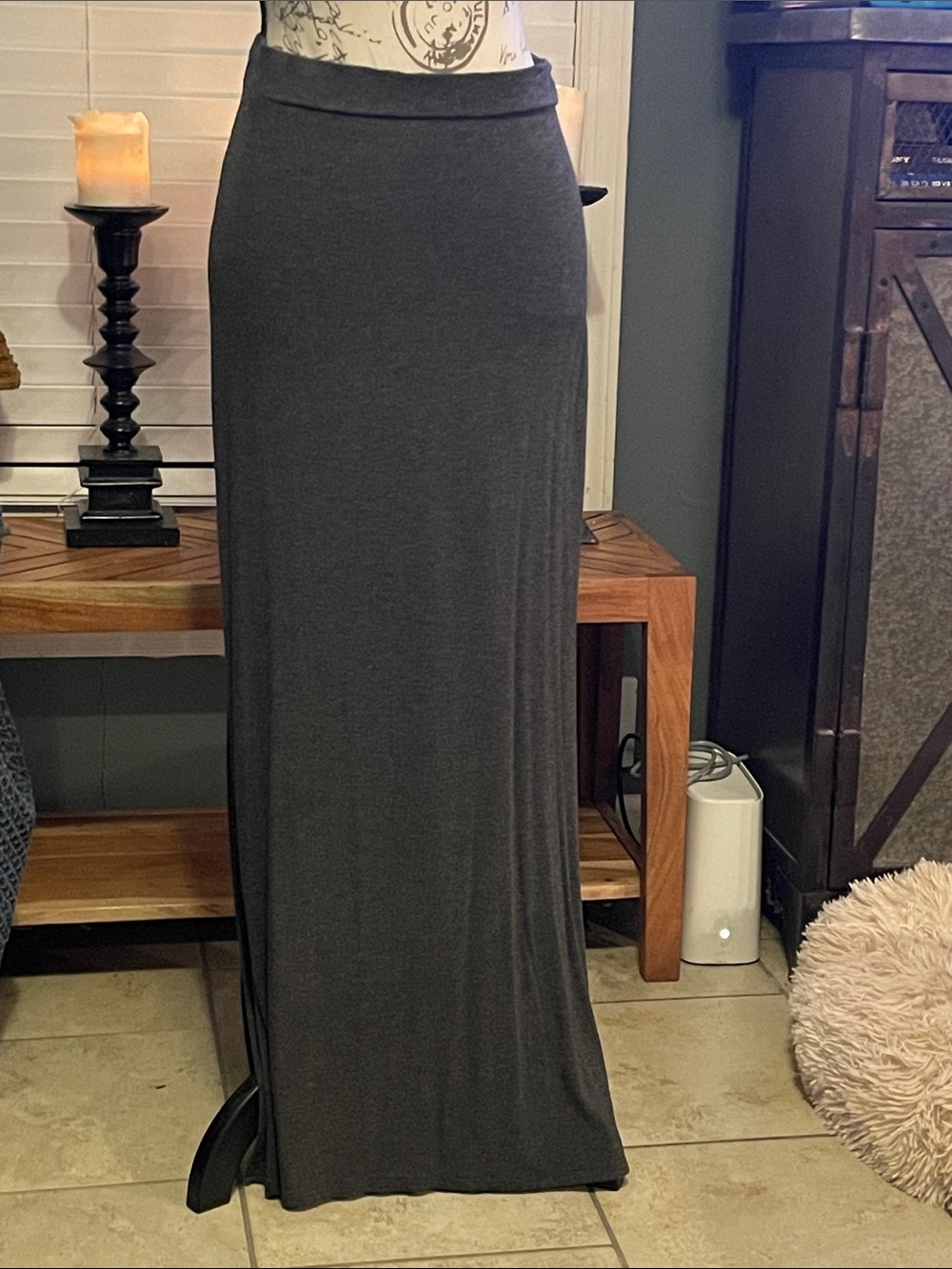 Everyday Dark Gray Maxi Skirt - Sleek Casual Style